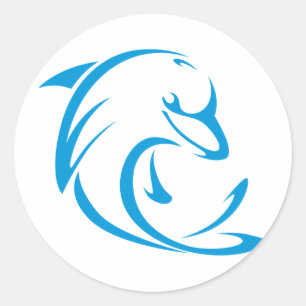 Delphine T Shirt   Cooles Delphinen-T-Shirt-Logo Runder Aufkleber