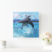 Delphine tanzen im Meer Quadratische Wanduhr (Zuhause)