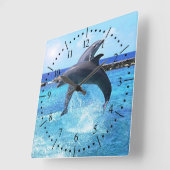 Delphine tanzen im Meer Quadratische Wanduhr (Winkel)
