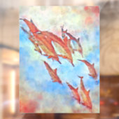 Delphine tauchen farbenfrohe Aquarellgestaltung Fensteraufkleber (Blatt 2)