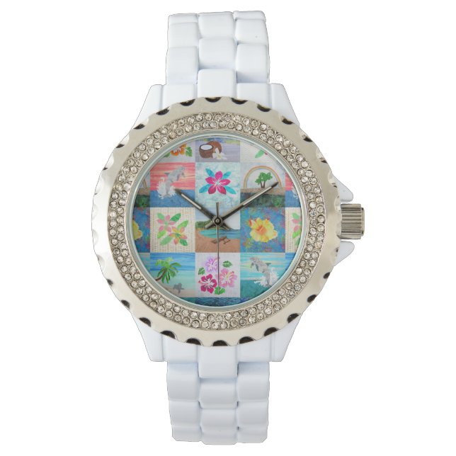 Delphine Tropical Blume Beach Hawaii Watch Armbanduhr (Vorderseite)