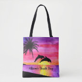 Delphine Tropical Paradise Personalisiert Beach Ta Tasche (Vorderseite)
