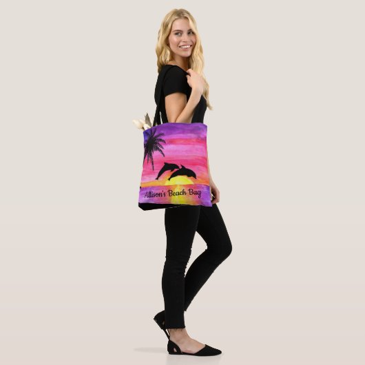 Delphine Tropical Paradise Personalisiert Beach Ta Tasche (Am Model)