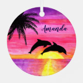 Delphine Tropical Sunset Personalisiert Ornament (Rückseite)