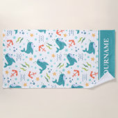 Delphine und Anker Aquamarin und weiß unter Wasser Strandtuch (Vorderseite)