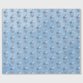 Delphine und Blume auf blau Geschenkpapier (Flach)