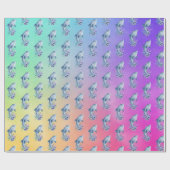 Delphine und Blume auf dem Hintergrund des Regenbo Geschenkpapier (Flach)