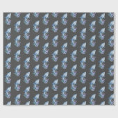 Delphine und Blume auf Grau Geschenkpapier (Flach)