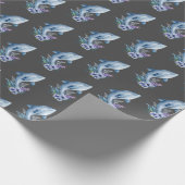 Delphine und Blume auf Grau Geschenkpapier (Ecke)