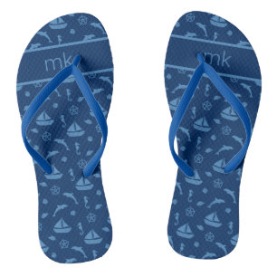 Delphine und Boote Mit Monogramm Flip Flops Badesandalen