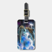 Delphine und Fraktal-Kristalle Gepäckanhänger (Vorderseite vertikal)