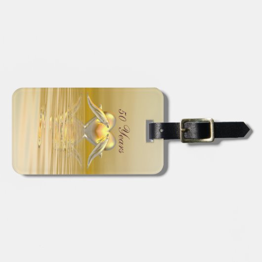 Delphine und Herz zum goldenen Jubiläum Gepäckanhänger (Vorderseite horizontal)