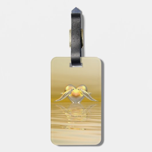 Delphine und Herz zum goldenen Jubiläum Gepäckanhänger (Rückseite vertikal)