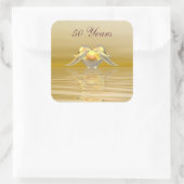 Delphine und Herz zum goldenen Jubiläum Quadratischer Aufkleber (Tasche)