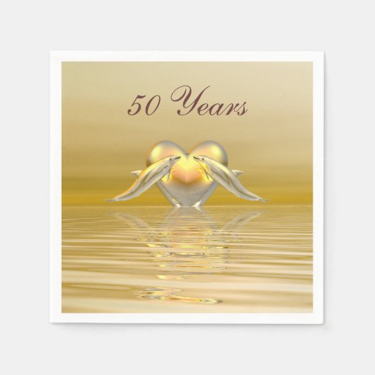 Delphine und Herz zum goldenen Jubiläum Serviette (Vorderseite)
