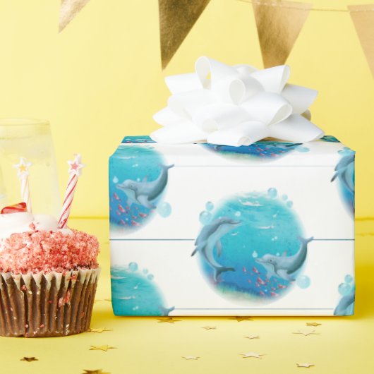 Delphine und Meeresleben Geschenkpapier (Geburtstagsparty)