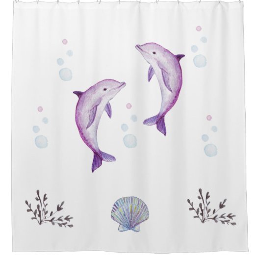 Delphine und Muschel Duschvorhang (Vorderseite)