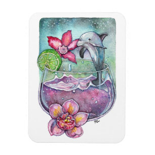 Delphine und Orchideen Magnet