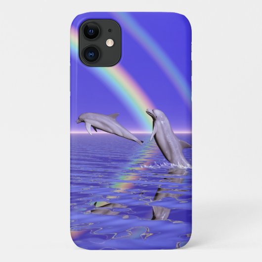 Delphine und Regenbogen Case-Mate iPhone Hülle (Rückseite)