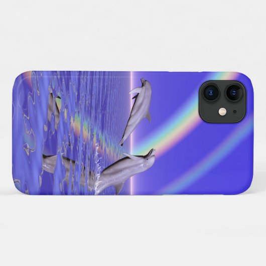 Delphine und Regenbogen Case-Mate iPhone Hülle (Rückseite (Horizontal))