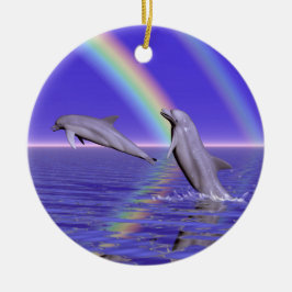 Delphine und Regenbogen Keramikornament