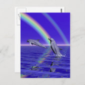Delphine und Regenbogen Postkarte (Vorne/Hinten)