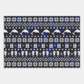 Delphine und Seepferde Blauer Weihnachten Gemuster Geschenkpapier Set (Vorderseite)