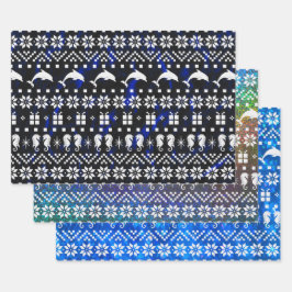 Delphine und Seepferde Blauer Weihnachten Gemuster Geschenkpapier Set
