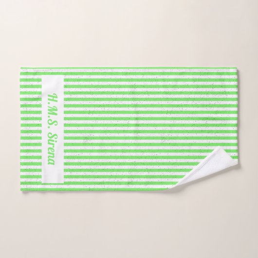 Delphine und Segelboote, grün weiß Badhandtuch Set (Handtuch)