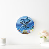 Delphine und tropische Fisch-Kunst Runde Wanduhr (Zuhause)