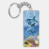 Delphine und tropische Fisch-Kunst Schlüsselanhänger (Vorderseite links)
