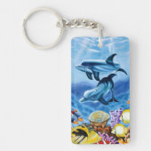 Delphine und tropische Fisch-Kunst Schlüsselanhänger (Vorderseite)