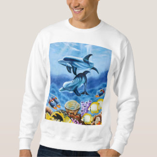 Delphine und tropische Fisch-Kunst Sweatshirt
