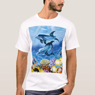 Delphine und tropische Fisch-Kunst T-Shirt