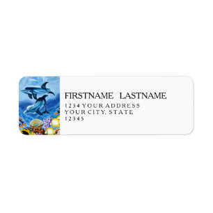 Delphine und tropische Fischkunst