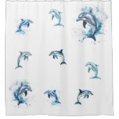 Delphine und Weiß Duschvorhang (Vorderseite)