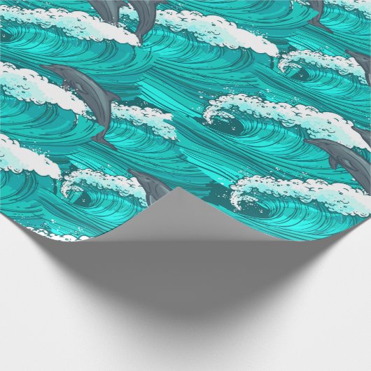 Delphine und Wellen Geschenkpapier (Ecke)