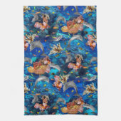 Delphine unter dem Ozean mit Korallenriff Geschirrtuch (Vertikal)