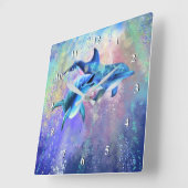 Delphine Wall Clock Happy Couple Quadratische Wanduhr (Winkel)