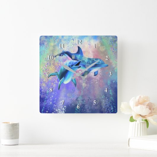 Delphine Wall Clock Happy Couple Quadratische Wanduhr (Zuhause)