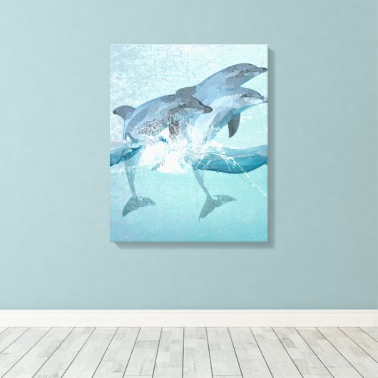 Delphine: Wasserfarbe Leinwanddruck (Insitu (Holzboden))