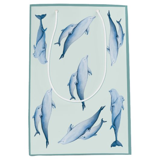 Delphine Wasserfarbmuster Mittlere Geschenktüte (Vorderseite)