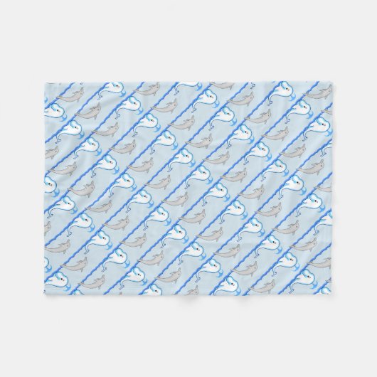Delphine & Whale Fleece Blanket (Vorderseite (Horizontal))
