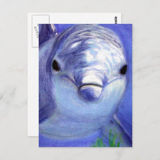 Delphine Zeichnend Blaue Delphin-Unterwasserwelt Postkarte (Vorne/Hinten)