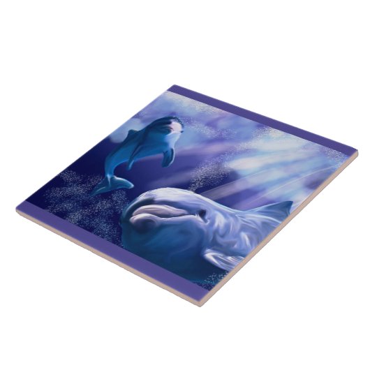 Delphinfliesengrafik Fliese (Seite)