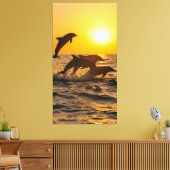 Delphingruppe springt glücklich aus den Wellen Leinwanddruck (Insitu (Wohnzimmer))