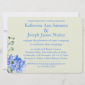 Delphinium-Blaue Hochzeit in Aquarellen Einladung (Rückseite)