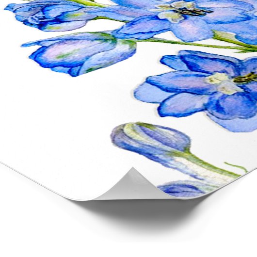 Delphinium blue Wedding Table Planner Poster (Ecke)