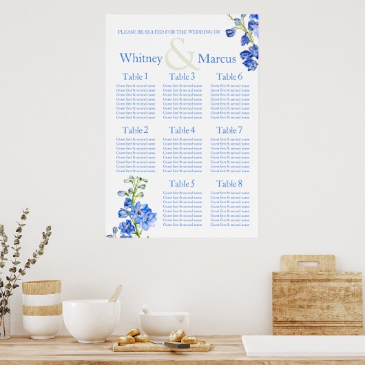 Delphinium blue Wedding Table Planner Poster (Küche)