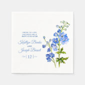 Delphinium Blume Blauen Wasserfarben Hochzeit Serviette (Vorderseite)